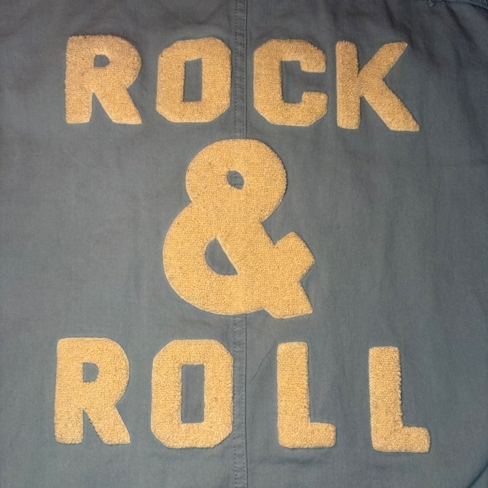 Davi & Dani Women's Frayed Hem Rock & Roll Green blue Shirt Jacket - Small - Picture 7 of 8